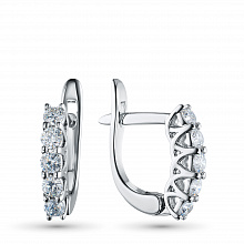 14K White Gold Earrings with 10 Round-Cut Lab-Created Diamonds 0.667 CT.TW