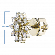 14K Yellow Gold Earring Studs with 42 Round-Cut Lab-Created Diamonds 0.572 CT.TW