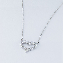 14K White Gold Necklace with 16 Round-Cut Lab-Created Diamonds 0.644 CT.TW