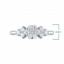 14K White Gold Ring with 13 Round-Cut Lab-Created Diamonds 0.384 CT.TW