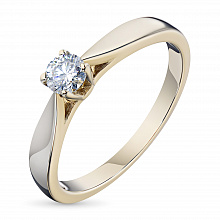 14K Rose Gold Ring with 1 Round-Cut Lab-Created Diamond 0.34 CT.TW