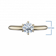 14K Yellow Gold Ring with 1 Round-Cut Lab-Created Diamond 0.888 CT.TW
