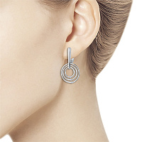 Sterling Silver Earrings with 6 Round-Cut Lab-Created Diamonds 0.059 CT.TW - изображение 3