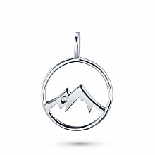 Sterling Silver Pendant with 1 Round-Cut Diamond 0.005 CT.TW