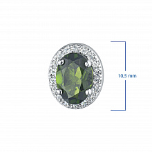 Sterling Silver Earring Studs with 2 Oval-Cut Chromdiopsides 1.91 CT.TW and  with 36 Round-Cut Topazes 0.35 CT.TW