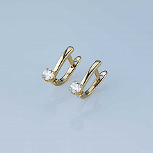 14K Yellow Gold Earrings with 2 Round-Cut Lab-Created Diamonds 0.702 CT.TW