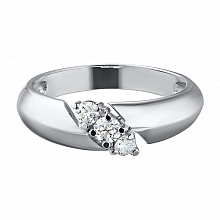 Sterling Silver Ring with 3 Round-Cut Lab-Created Diamonds 0.25 CT.TW