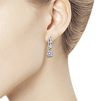 Sterling Silver Earrings with 18 Round-Cut Lab-Created Diamonds 0.357 CT.TW - изображение 2
