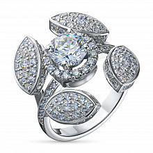 14K White Gold Ring with 144 Round-Cut Lab-Created Diamonds 2.645 CT.TW