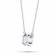 White Gold Necklace with 1 Round-Cut Diamond 0.175 CT.TW