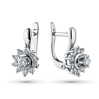 14K White Gold Earrings with 22 Round-Cut Lab-Created Diamonds 1.115 CT.TW - изображение 1