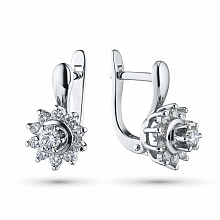 14K White Gold Earrings with 22 Round-Cut Lab-Created Diamonds 1.115 CT.TW