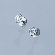 14K White Gold Earring Studs with 2 Round-Cut Lab-Created Diamonds 0.86 CT.TW