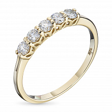 14K Yellow Gold Ring with 5 Round-Cut Lab-Created Diamonds 0.37 CT.TW