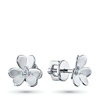 Sterling Silver Earring Studs with 2 Round-Cut Lab-Created Diamonds 0.042 CT.TW - изображение 1