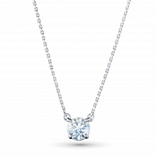 14K White Gold Necklace with 1 Round-Cut Lab-Created Diamond 0.573 CT.TW