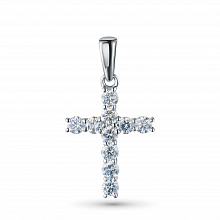 14K White Gold Pendant with 10 Round-Cut Lab-Created Diamonds 1.076 CT.TW