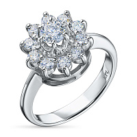 14K White Gold Ring with 11 Round-Cut Lab-Created Diamonds 0.851 CT.TW - изображение 1