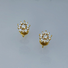 14K Yellow Gold Earring Studs with 22 Round-Cut Lab-Created Diamonds 0.445 CT.TW