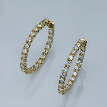 14K Yellow Gold Earrings with 46 Round-Cut Lab-Created Diamonds 3.074 CT.TW