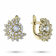 14K Yellow Gold Earrings with 66 Round-Cut Lab-Created Diamonds 0.916 CT.TW