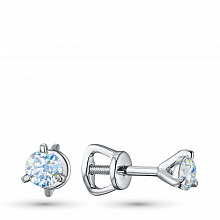 Sterling Silver Earring Studs with 2 Round-Cut Lab-Created Diamonds 0.568 CT.TW