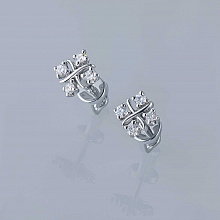 Sterling Silver Earring Studs with 8 Round-Cut Lab-Created Diamonds 0.186 CT.TW