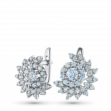 Sterling Silver Earrings with 66 Round-Cut Lab-Created Diamonds 1.037 CT.TW