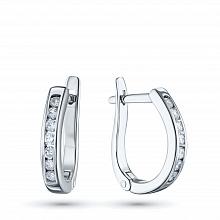Sterling Silver Earrings with 14 Round-Cut Lab-Created Diamonds 0.226 CT.TW