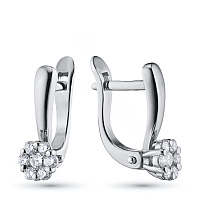 Sterling Silver Earrings with 14 Round-Cut Lab-Created Diamonds 0.423 CT.TW - изображение 1