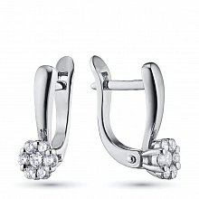 Sterling Silver Earrings with 14 Round-Cut Lab-Created Diamonds 0.361 CT.TW
