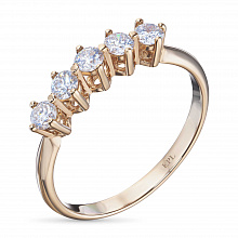 14K Rose Gold Ring with 5 Round-Cut Lab-Created Diamonds 0.369 CT.TW