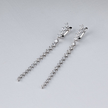 14K White Gold Earrings with 28 Round-Cut Lab-Created Diamonds 2.132 CT.TW