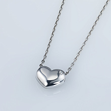 Sterling Silver Pendant with 1 Round-Cut Lab-Created Diamond 0.008 CT.TW