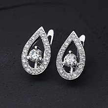 14K White Gold Earrings with 34 Round-Cut Lab-Created Diamonds 0.823 CT.TW