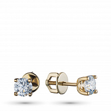 14K Yellow Gold Earring Studs with 2 Round-Cut Lab-Created Diamonds 0.689 CT.TW