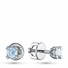 14K White Gold Earring Studs with 2 Round-Cut Lab-Created Diamonds 0.477 CT.TW