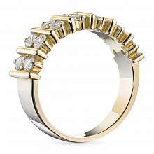 14K Yellow Gold Ring with 14 Round-Cut Lab-Created Diamonds 0.935 CT.TW