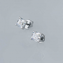 14K White Gold Earring Studs with 2 -Cut Lab-Created Diamonds 2.092 CT.TW