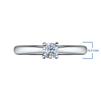 14K White Gold Ring with 1 Round-Cut Lab-Created Diamond 0.258 CT.TW - изображение 2