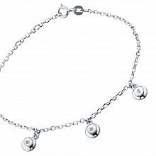 14K White Gold Bracelet with 3 Round-Cut Lab-Created Diamonds 0.049 CT.TW