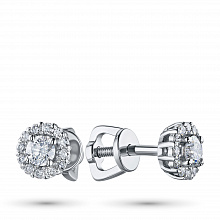 14K White Gold Earring Studs with 26 Round-Cut Lab-Created Diamonds 0.528 CT.TW