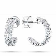 14K White Gold Earring Studs with 62 Round-Cut Lab-Created Diamonds 0.827 CT.TW