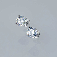 White Gold Earring Studs with 2 Round-Cut Lab-Created Diamonds 4 CT.TW - изображение 3