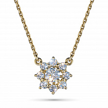 14K Yellow Gold Necklace with 9 Round-Cut Lab-Created Diamonds 0.588 CT.TW