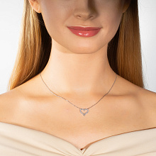 Sterling Silver Necklace with 16 Round-Cut Lab-Created Diamonds 0.652 CT.TW