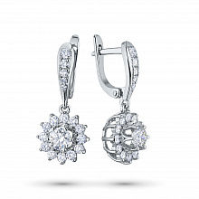 14K White Gold Earrings with 36 Round-Cut Lab-Created Diamonds 1.735 CT.TW