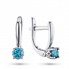 14K White Gold Earrings with 2 Round-Cut Lab-Created Diamonds 1.25 CT.TW