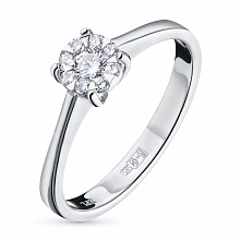 14K White Gold Ring with 9 Round-Cut Lab-Created Diamonds 0.171 CT.TW
