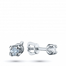 14K White Gold Earring Studs with 2 Round-Cut Lab-Created Diamonds 0.288 CT.TW
